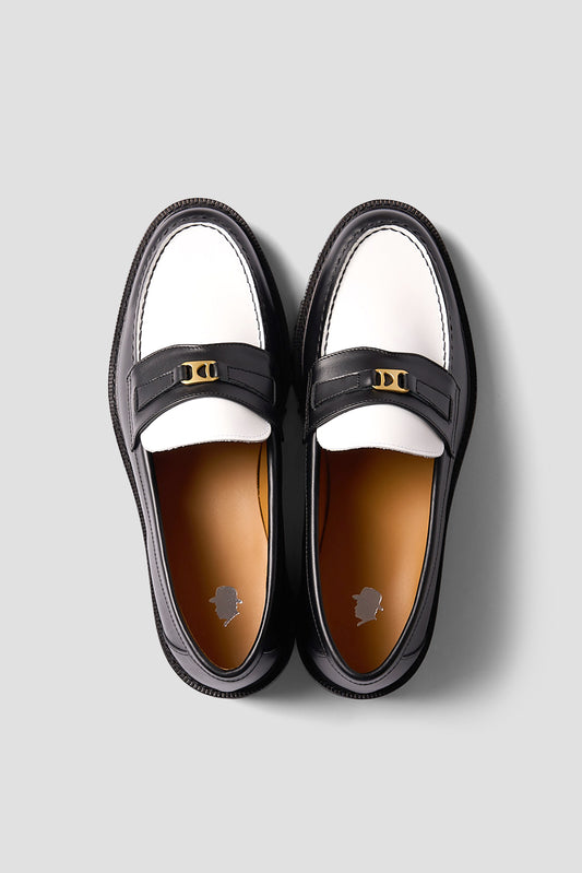 PULLTAB BIT LOFER DUPUY CALF LEATHER BLACK&WHITE TMTK-S-0061