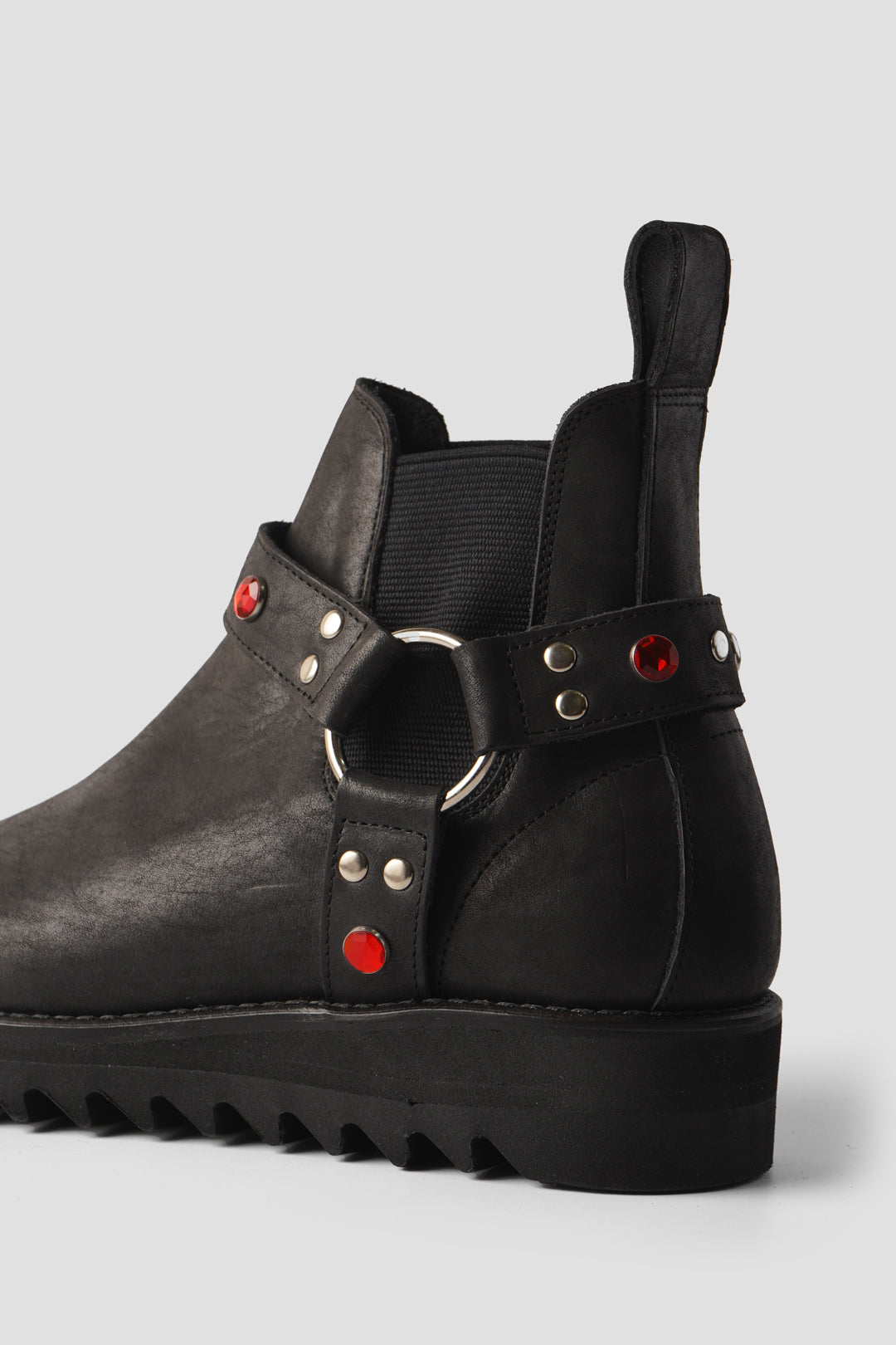 "STUDS RING BOOTS" TMTK-S-0044-02 BLACK LEATHER