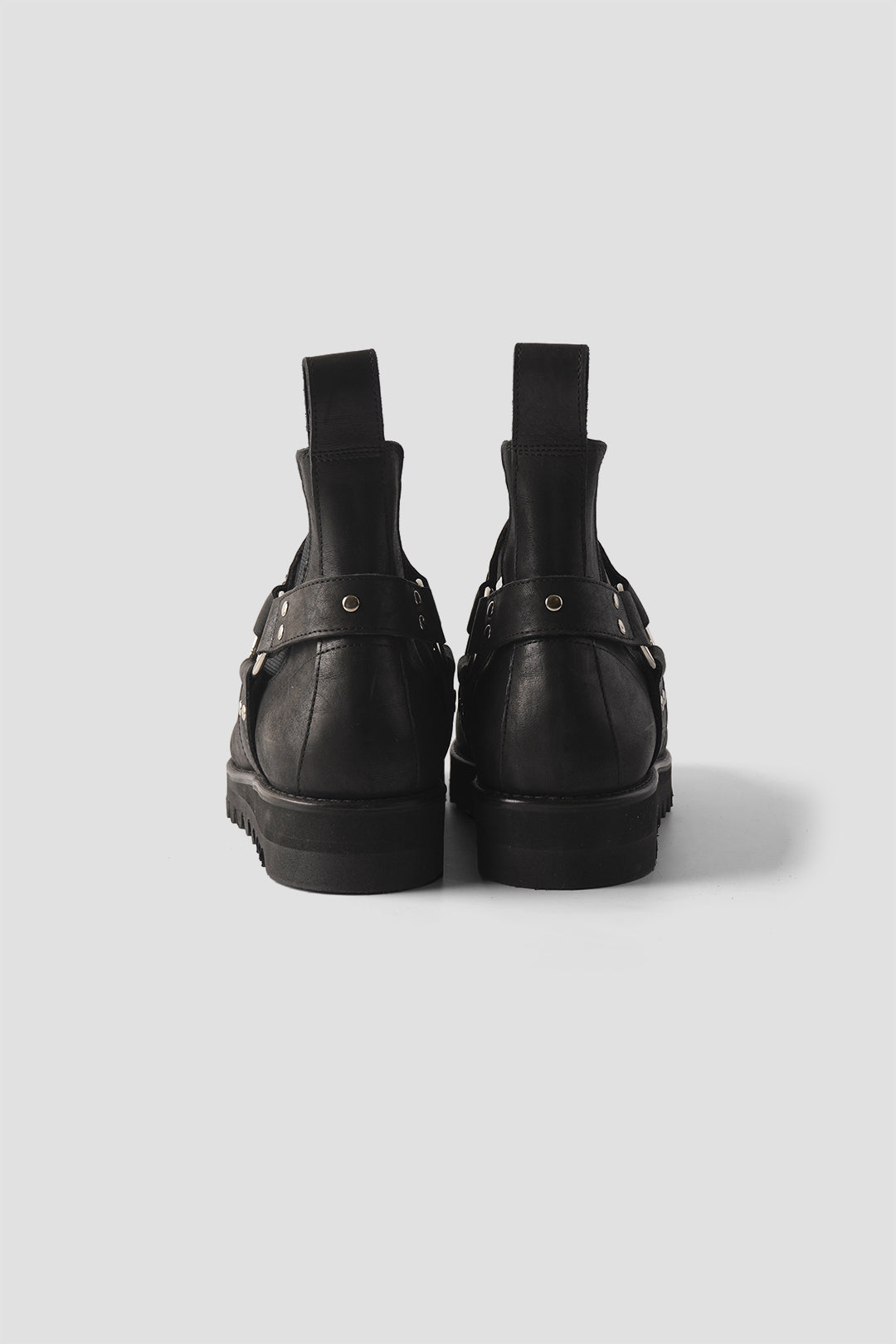 "STUDS RING BOOTS" TMTK-S-0044-02 BLACK LEATHER