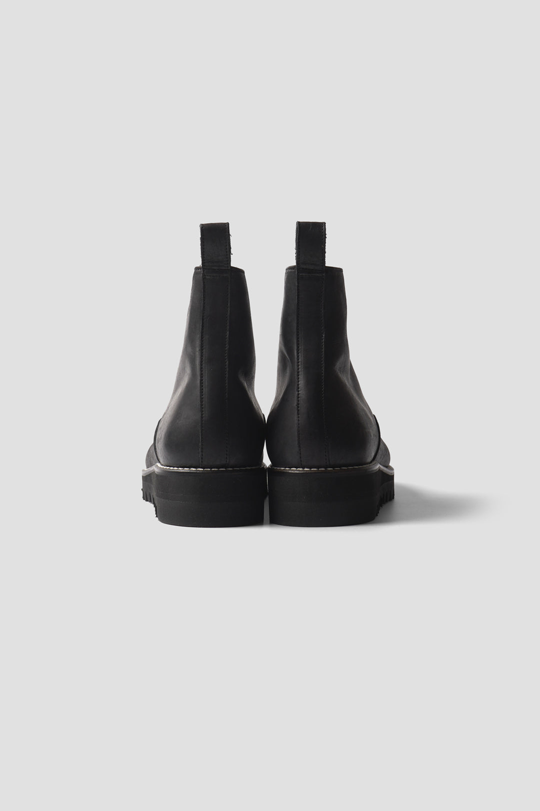 "PULL TAB ZIP BOOTS" TMTK-S-0039 BLACK LEATHER