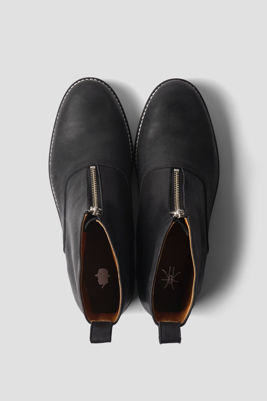 "PULL TAB ZIP BOOTS" TMTK-S-0039 BLACK LEATHER