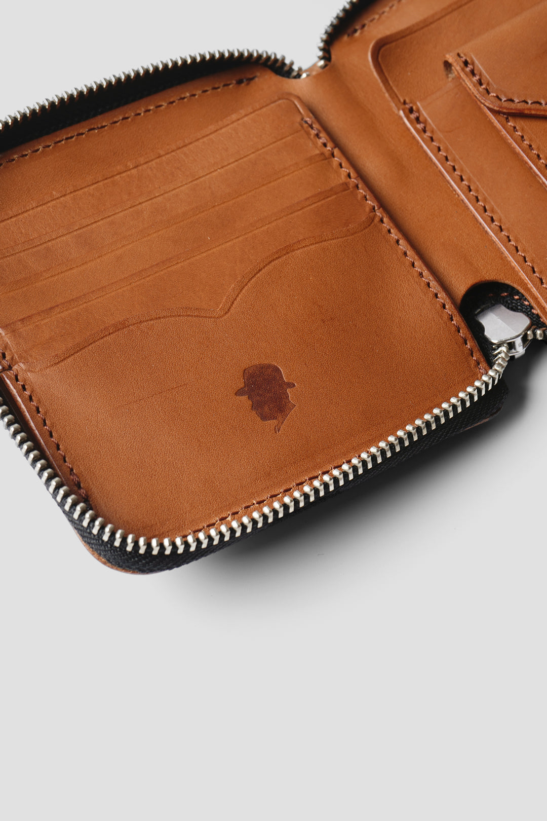 "PULL TAB ROUND ZIP WALLET "  TM-WALLET-0005 BROWN
