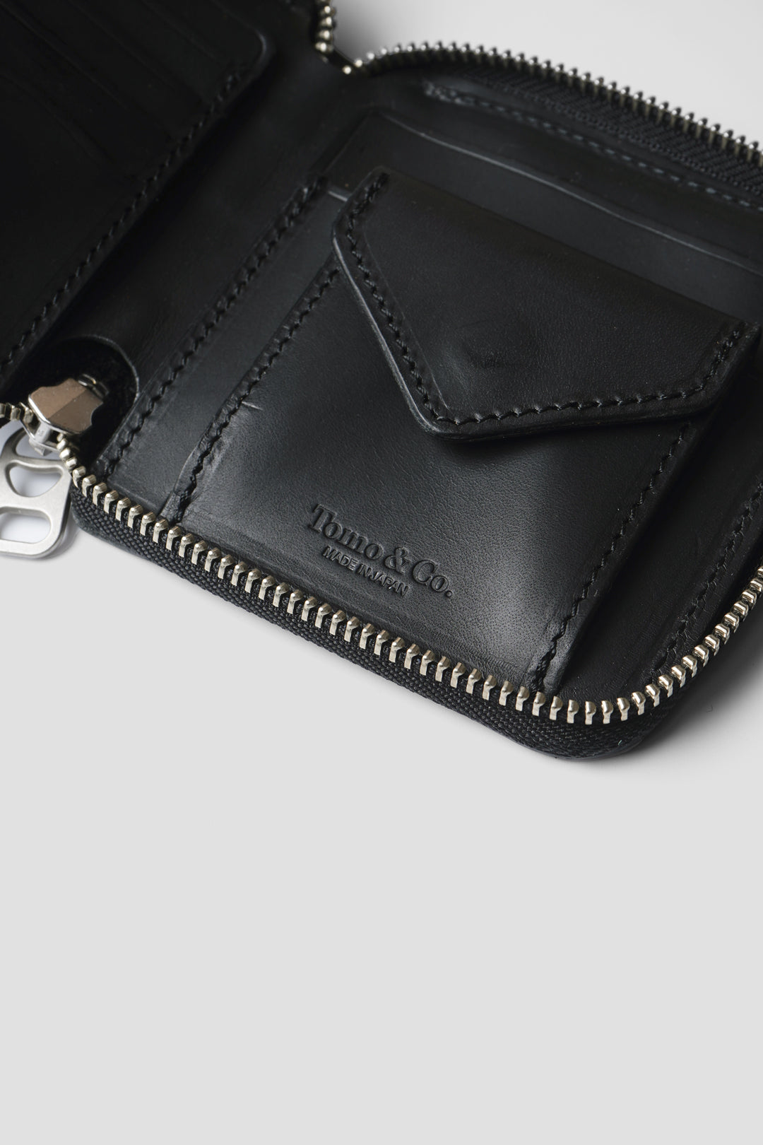 "PULL TAB ROUND ZIP WALLET "  TM-WALLET-0005 BLACK