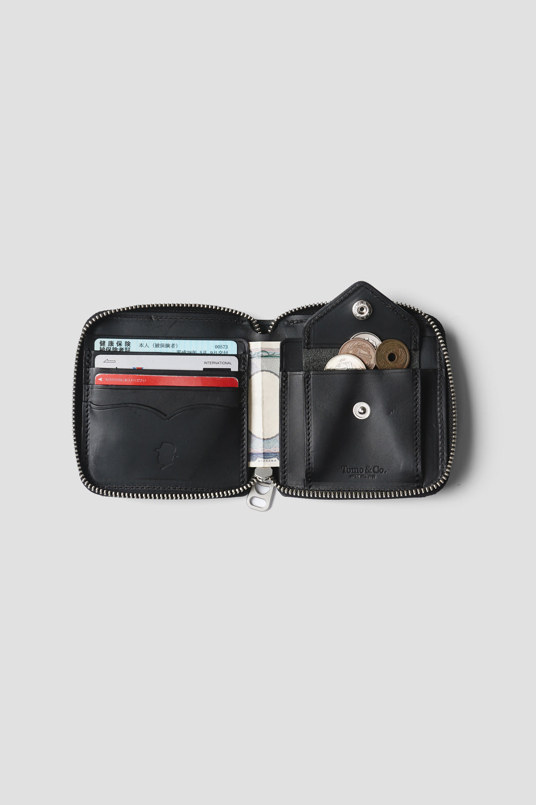 "PULL TAB ROUND ZIP WALLET "  TM-WALLET-0005 BLACK