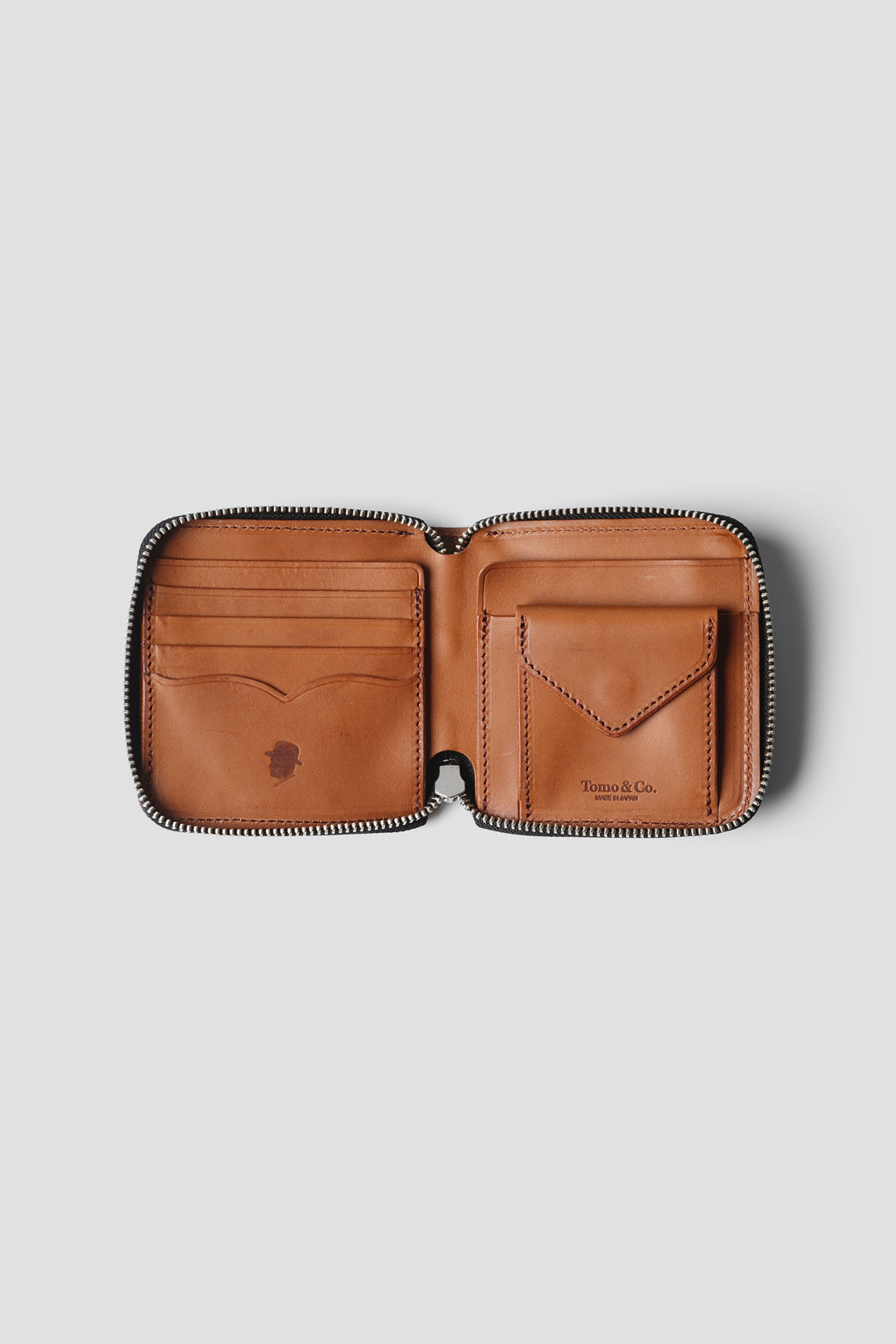 "PULL TAB ROUND ZIP WALLET "  TM-WALLET-0005 BROWN
