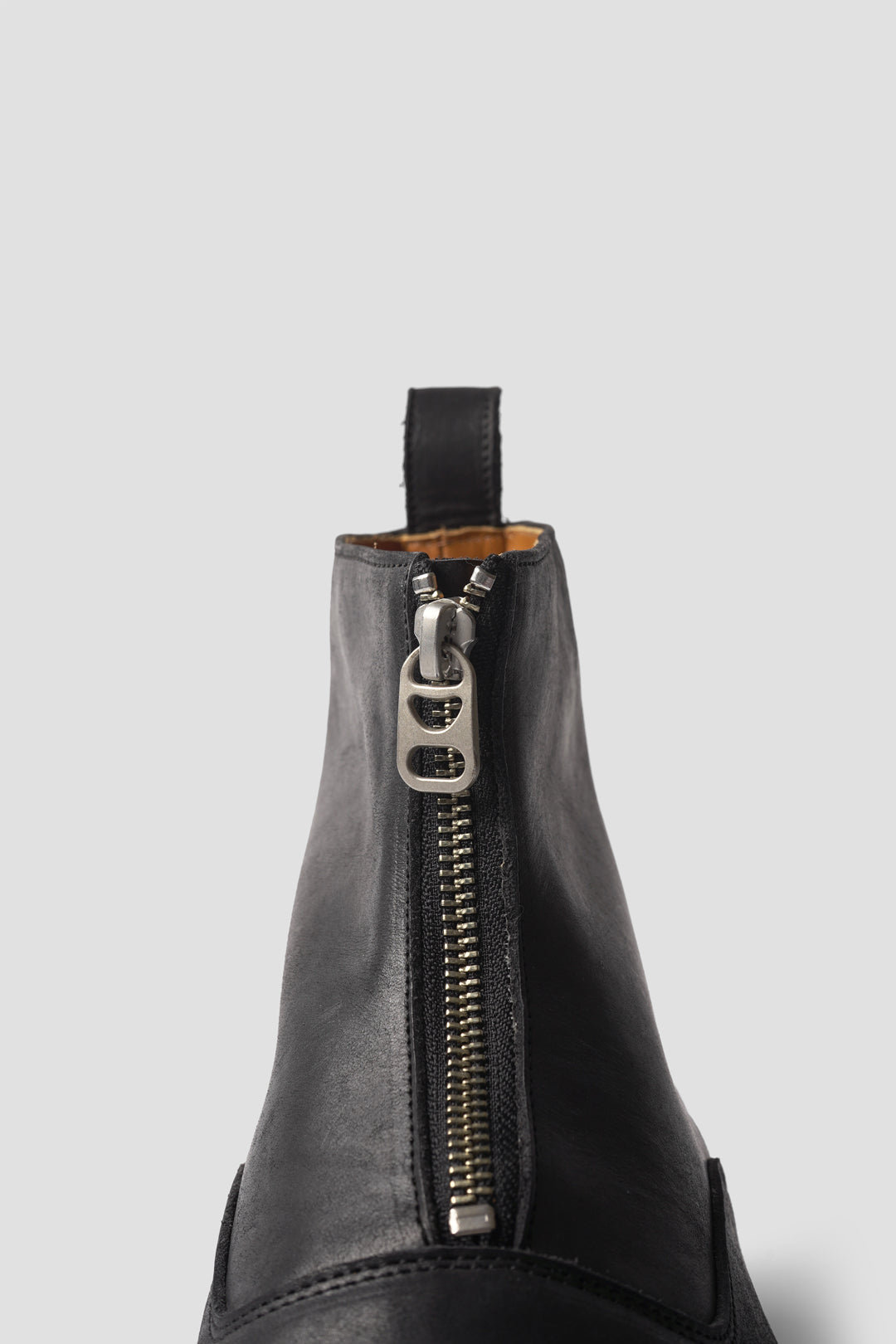 "PULL TAB ZIP BOOTS" TMTK-S-0039 BLACK LEATHER